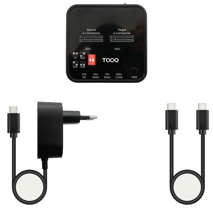 Tooq Docking Station Dual SSD M.2 TQDS-201B Negro